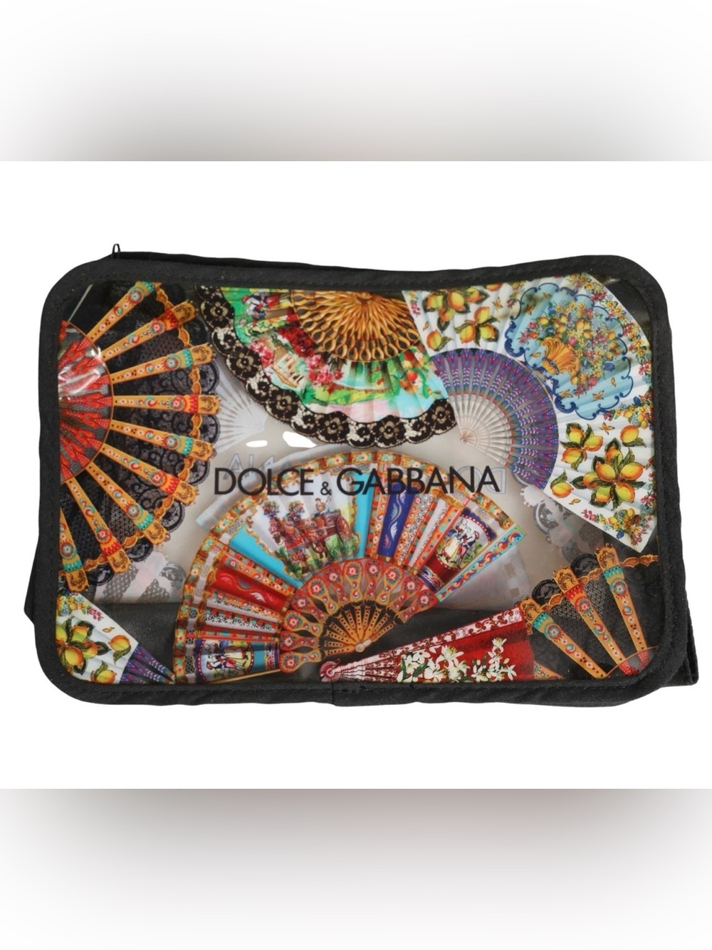 DOLCE & GABBANA Black Fan Print Clutch!/  Pouch NWT